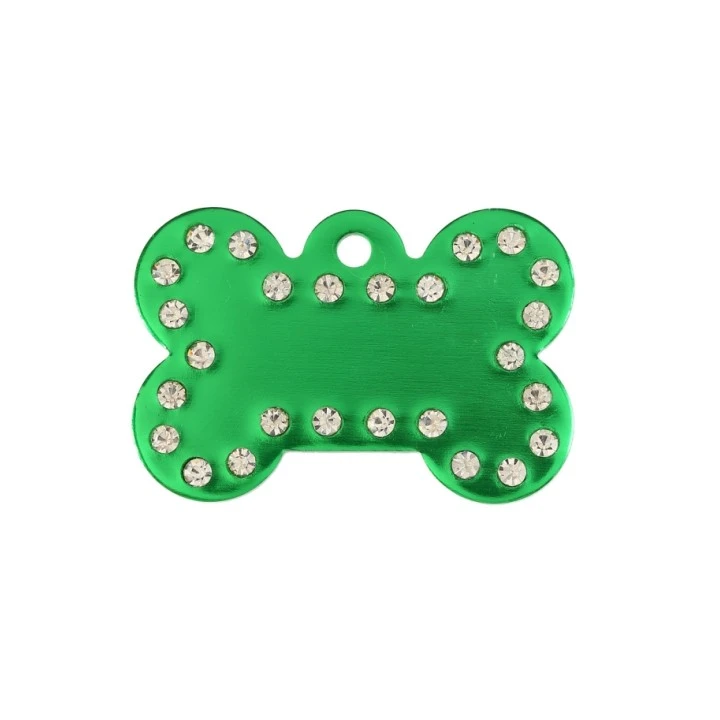 Sparkling Crystal Green Aluminum Dog Tags